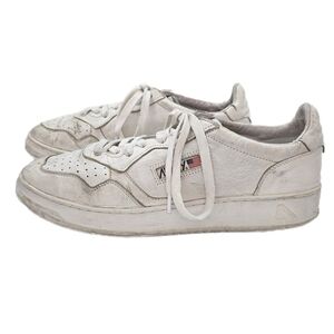 Autry Medalist Low Top Distressed Vintage Leather Sneakers White EU45 US11.5-12